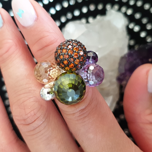 🐠⚡NWOT Crystal Grape Cluster Cocktail Ring⚡ - Picture 6 of 12
